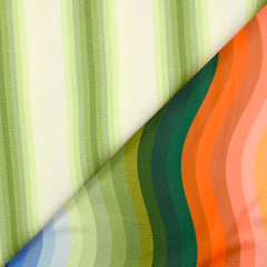 Coton imprimé rayé nuances chlorophylle