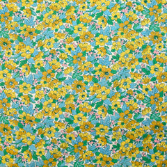Coton liberty ® Dahlia Dream moutarde et bleu au mètre