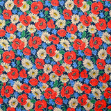 Coton liberty ® Myria rouge fond marine au mètre