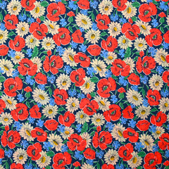 Coton liberty ® Myria rouge fond marine au mètre