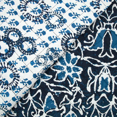 Coton matelassé double face sous la mer bleu au mètre
