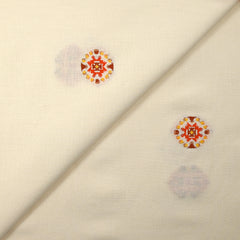 Coton tissé-teint jacquard Malina orange et brique fond écru