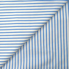 Coton tissé-teint Rudy rayé 3 mm bleu ciel fond blanc