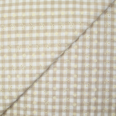Coton Vichy brodé Flore beige