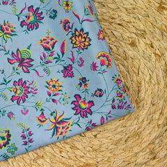 Crêpe de chine Claudia fond bleu