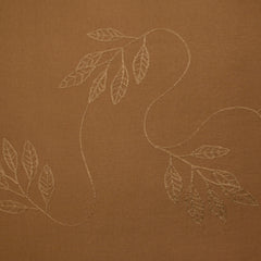 Crêpe viscose Lily brodé feuillage marron
