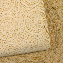 Dentelle festonnée rosaces ivoire
