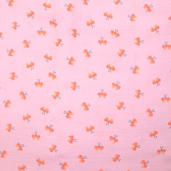 Double gaze imprimée papillon fond rose
