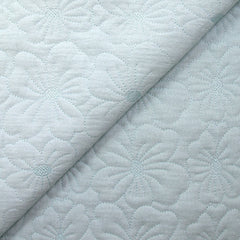 Double gaze matelassée fleurs bleu layette