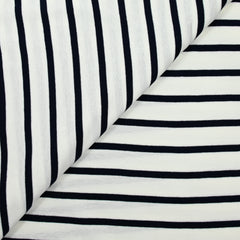 Jersey de coton fin rayé marine fond blanc