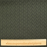 Jersey matelassé tresses fond vert militaire