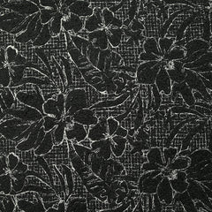 Lainage bouclette brodé esquisse florale fond noir