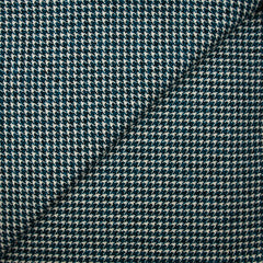 Lainage jacquard mini pied de poule blanc cassé et bleu canard