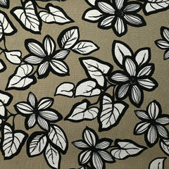 Lin viscose imprimé contour floral fond taupe