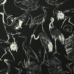 Lin viscose imprimé hérons fond noir