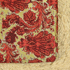 Maille de viscose et coton coquillage rouge fond doré