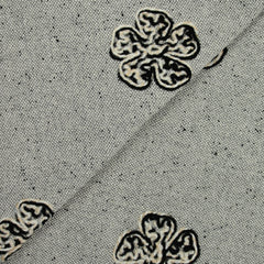Polyviscose natté motifs floraux floqués gris