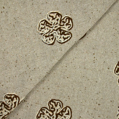 Polyviscose natté motifs floraux floqués marron