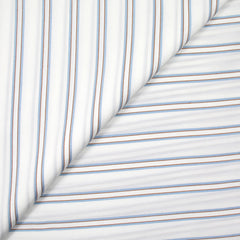 Polyviscose tissée-teinte fluide rayée ciel et marron