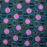 Popeline de coton imprimée boules festives et éclats dorés fond canard