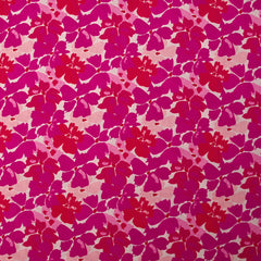 Popeline de coton imprimée fleurs en fusion fuchsia et magenta fond écru