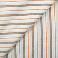 Coton tissé-teint rayée camel fond blanc