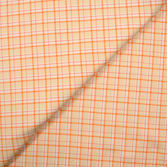 Popeline de coton tissée-teinte à carreaux fond orange