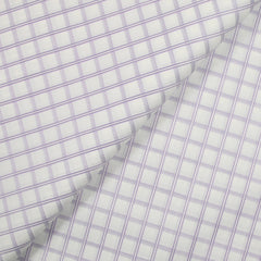 Popeline de coton tissée-teinte à carreaux violet fond blanc