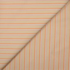 Popeline de coton tissée-teinte rayée orange fond pêche