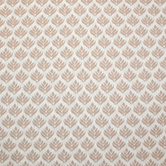 Popeline enduite imprimée végétal beige fond blanc cassé