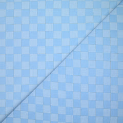 Popeline polycoton à damiers bleu