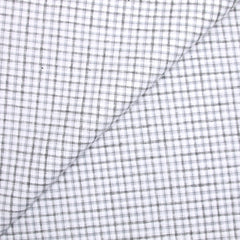 Popeline polycoton tissée-teinte à carreaux isaac gris fond blanc