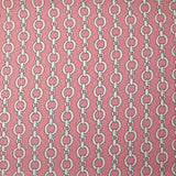 Satin de polyester léger imprimé maillons blanc fond rose