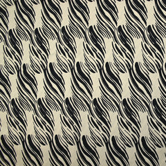 Satin de viscose imprimé souffle noir fond écru
