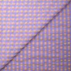 Seersucker Vichy mauve et beige pêche