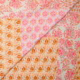 Gasa estampada de patchwork de cachemira rosa simple