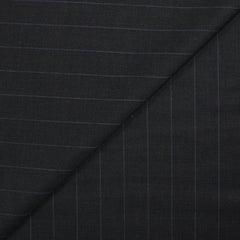 Tissu tailleur 100% laine Super 140's rayé bleu fond gris anthracite