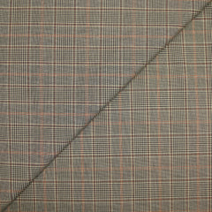 Tissu tailleur laine mélangée à carreaux chocolat fond beige