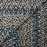 Tweed de coton et soie chevrons bleu pétrole et gris