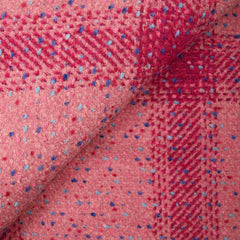 Tweed de laine mélangée à carreaux framboise et confettis fond rose