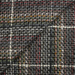 Tweed de laine mélangée Sidonie ligne blanche fond noir, blanc et multicolore
