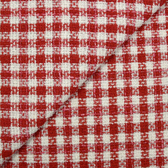 Tweed de polyester à carreaux rouge et blanc