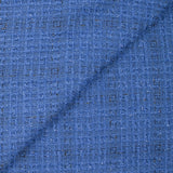 Tweed de polyester Lurex carreaux ligne noire fond bleu