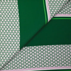 Twill de polyester imprimé bande rétro lilas et vert sapin
