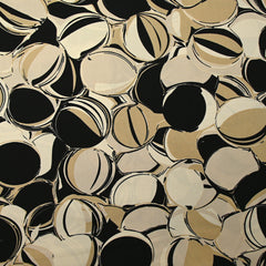 Twill de viscose imprimé cercles fantaisies sable fond écru