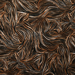 Twill de viscose imprimé nature abstraite marron fond noir