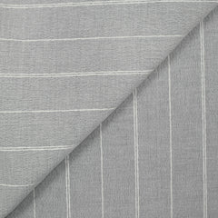 Velours côtelé coton 1 mm rayé blanc fond gris