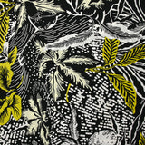 Viscose imprimée gravure tropicale fond noir