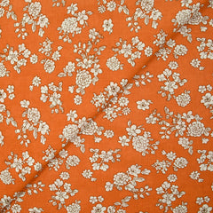 Viscose imprimée printanière blanc cassé fond orange