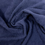 Navy blue ribbed polyester velvet